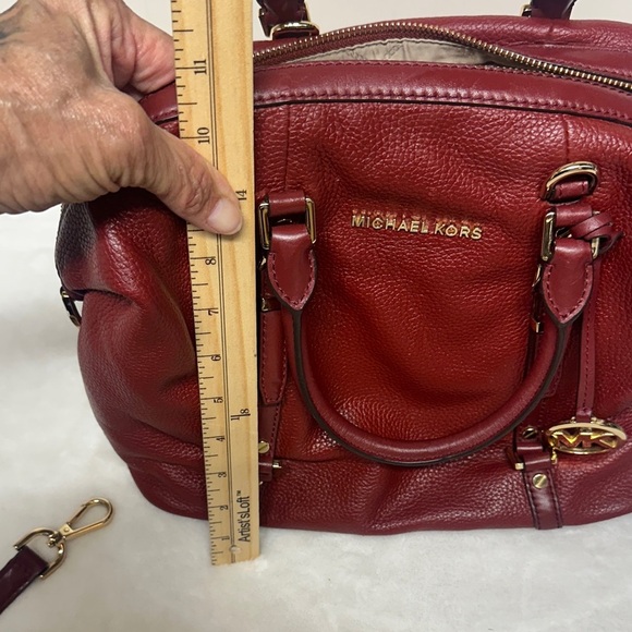 Michael Kors Burgundy pebbled Leather Satchel - Crossbody - Picture 9 of 16